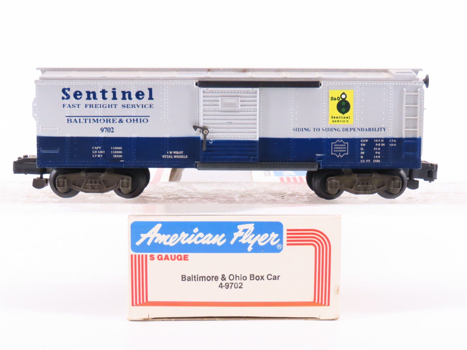 S Scale American Flyer 6-9702 B&O Baltimore & Ohio 40' Boxcar #9702