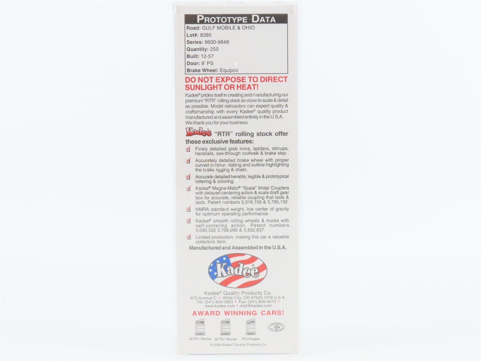 HO Scale Kadee 6018 GM&O Gulf Mobile & Ohio 50' Single Door Box Car #9775