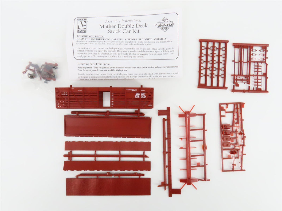 LOT of 6 HO Scale PROTO 2000 Kits CB&amp;Q/B&amp;O/ACY/GM&amp;O 40&#39; Double Deck Stock Cars