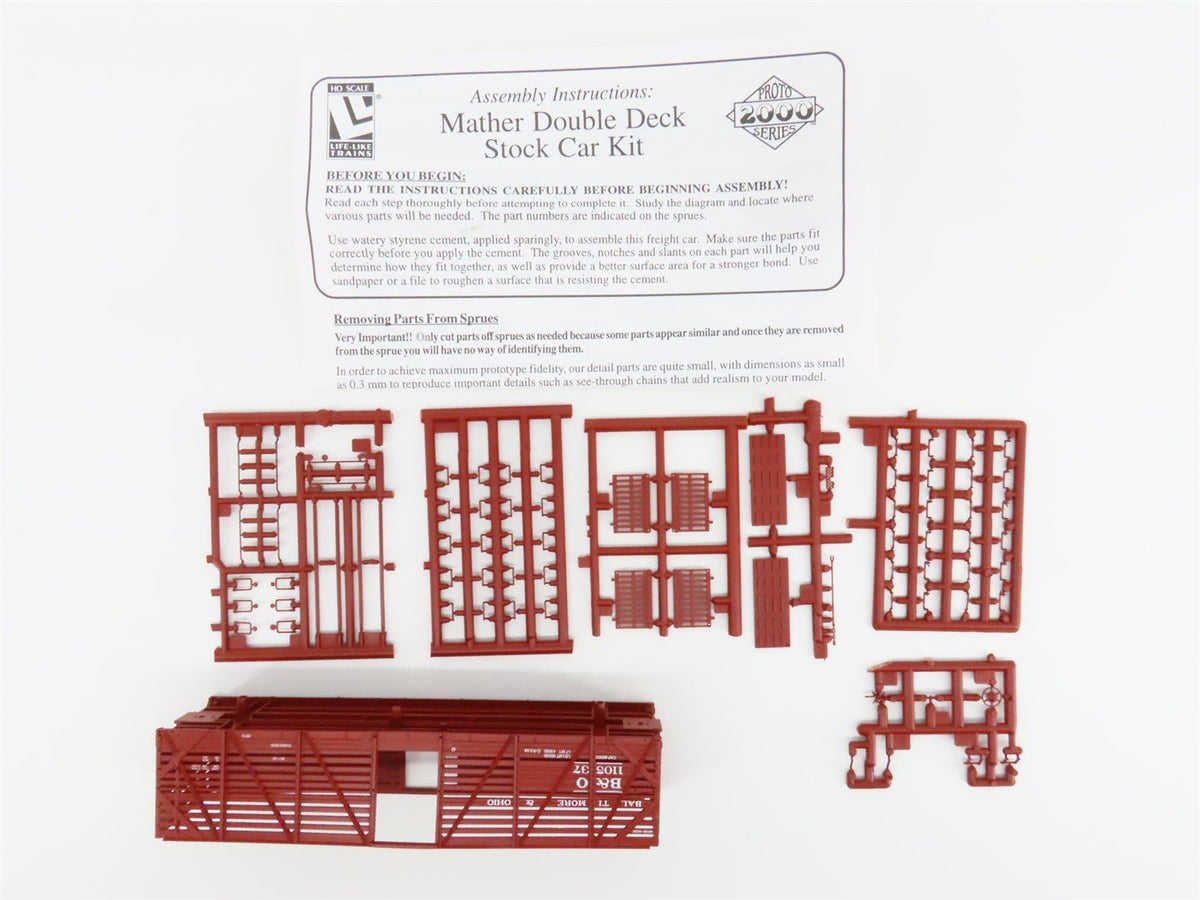 LOT of 6 HO Scale PROTO 2000 Kits CB&amp;Q/B&amp;O/ACY/GM&amp;O 40&#39; Double Deck Stock Cars