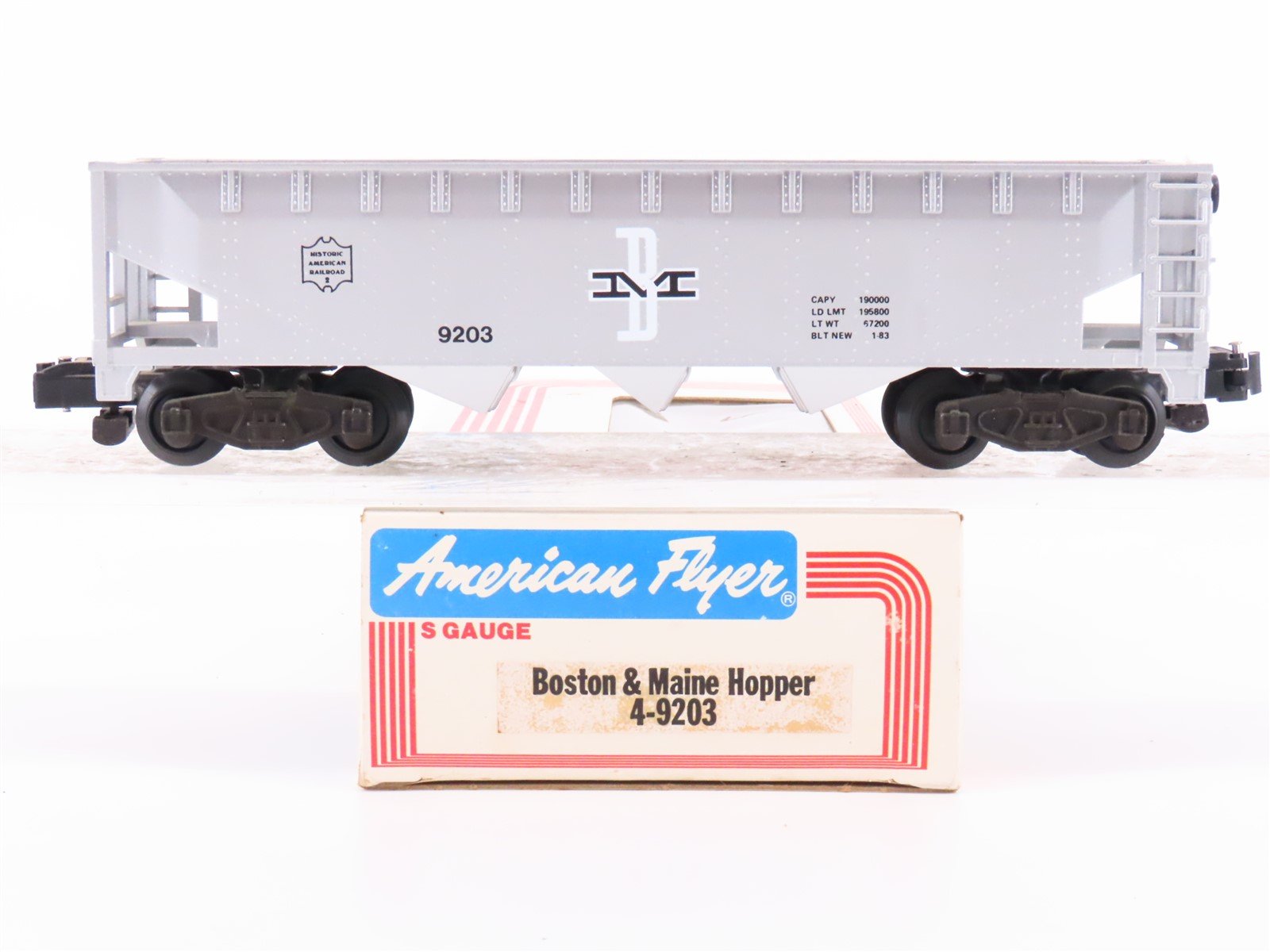 S Scale American Flyer 4-9203 B&M Boston & Maine Open Hopper Car #9203