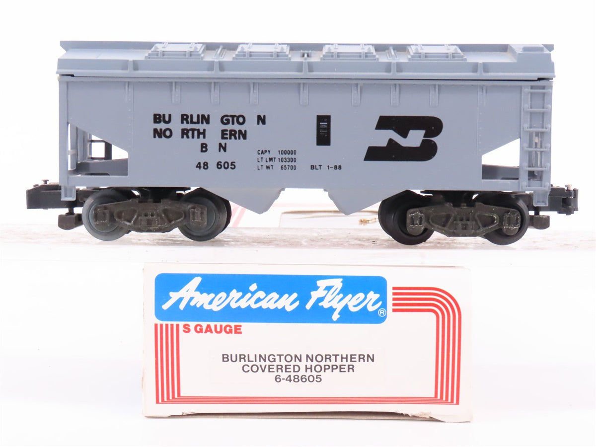 S Scale American Flyer 6-48605 BN Burlington Northern 2-Bay Covered Hopper 48605