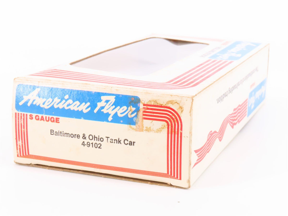 S Scale American Flyer 4-9102 B&amp;O Baltimore &amp; Ohio Single Dome Tankcar #X9102