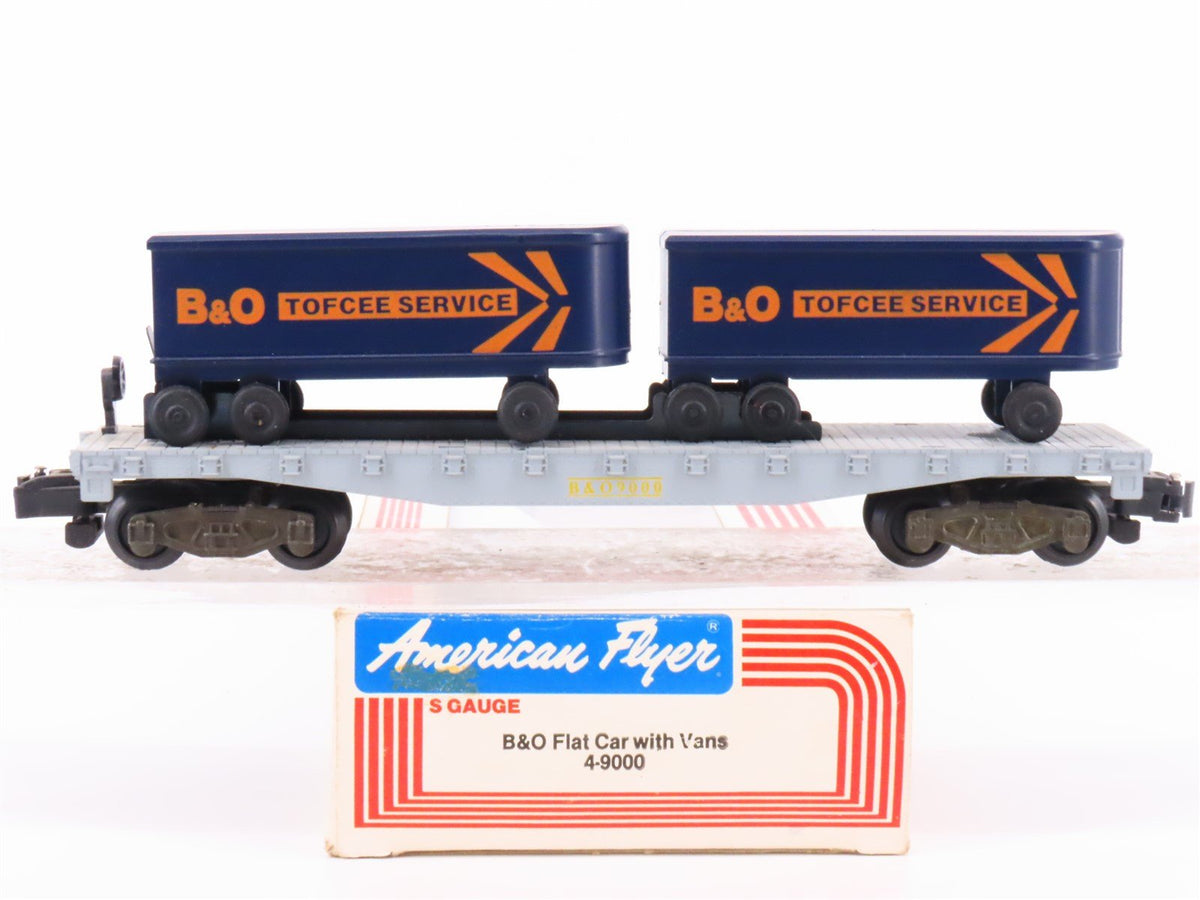 S Scale American Flyer 4-9000 B&amp;O Railway Flatcar #9000 w2 B&amp;O Trailers