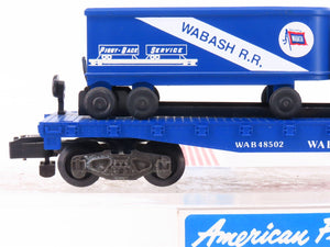 S Scale American Flyer 6-48502 Wabash Railway Flatcar #48502 w2 WAB Trailers