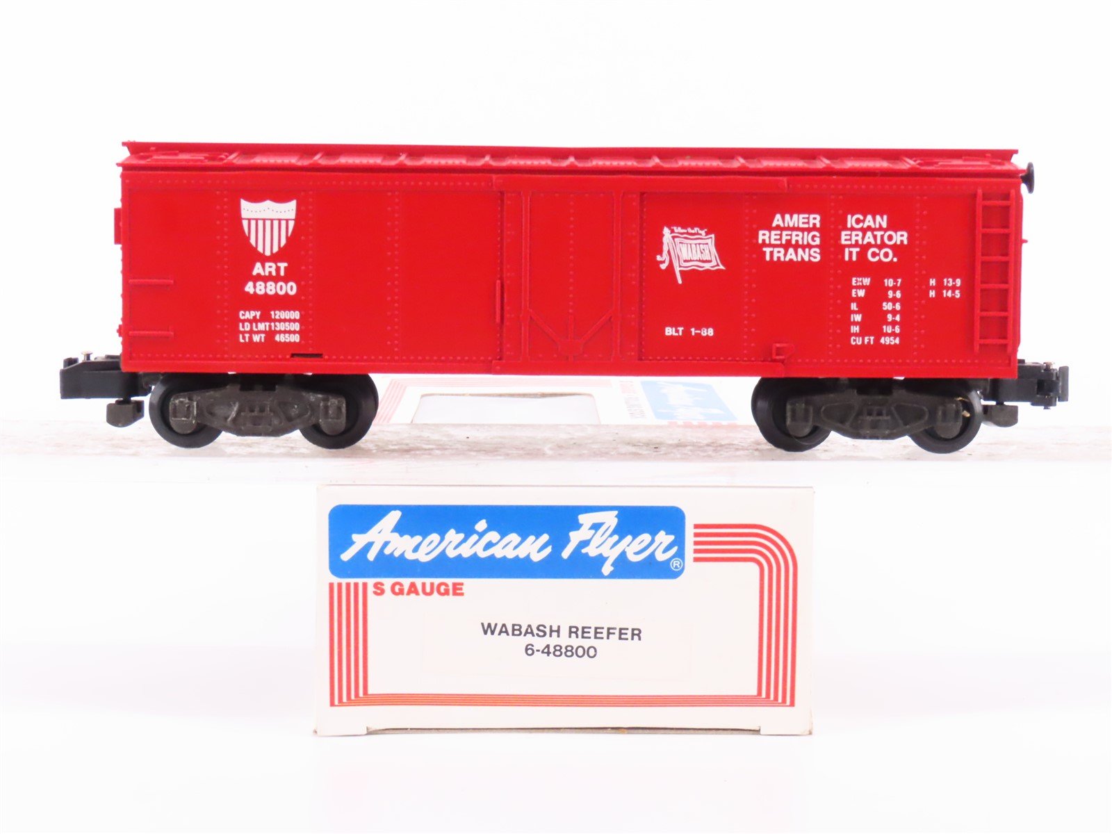 S Scale American Flyer 6-48800 ART American Reefer Wabash Reefer Car #48800