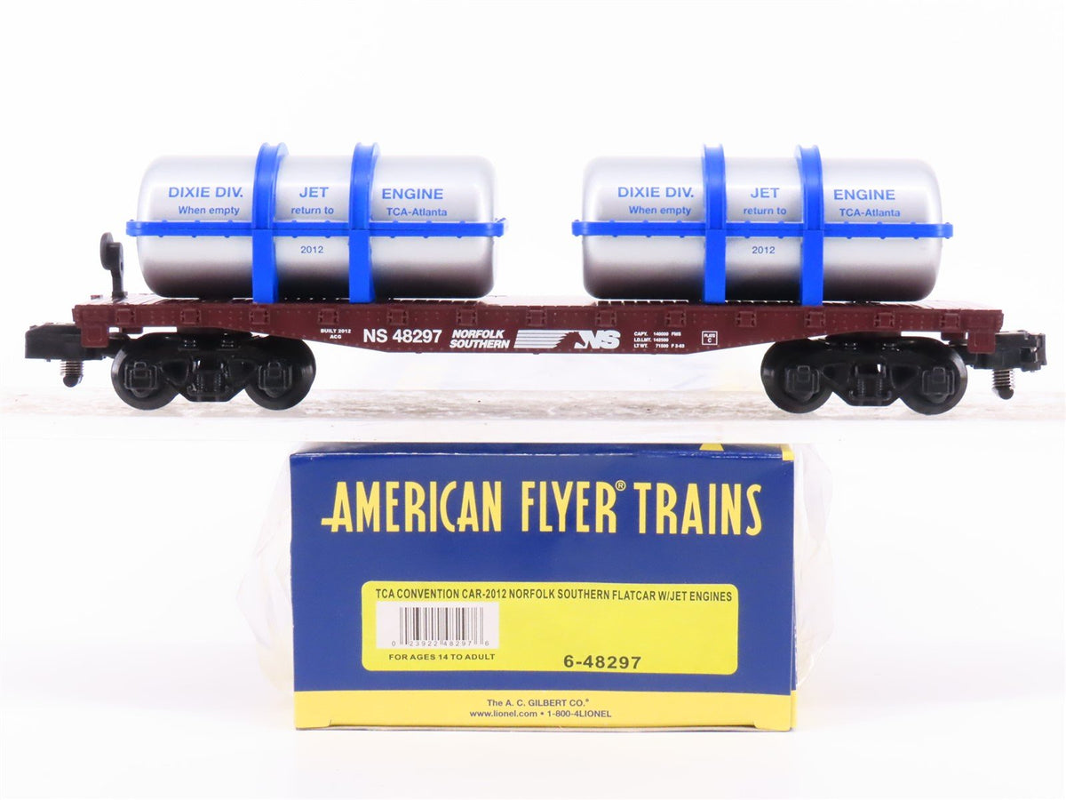 S Scale American Flyer 6-48297 NS Railway TTOS 2012 Flatcar #48297 w/Engines