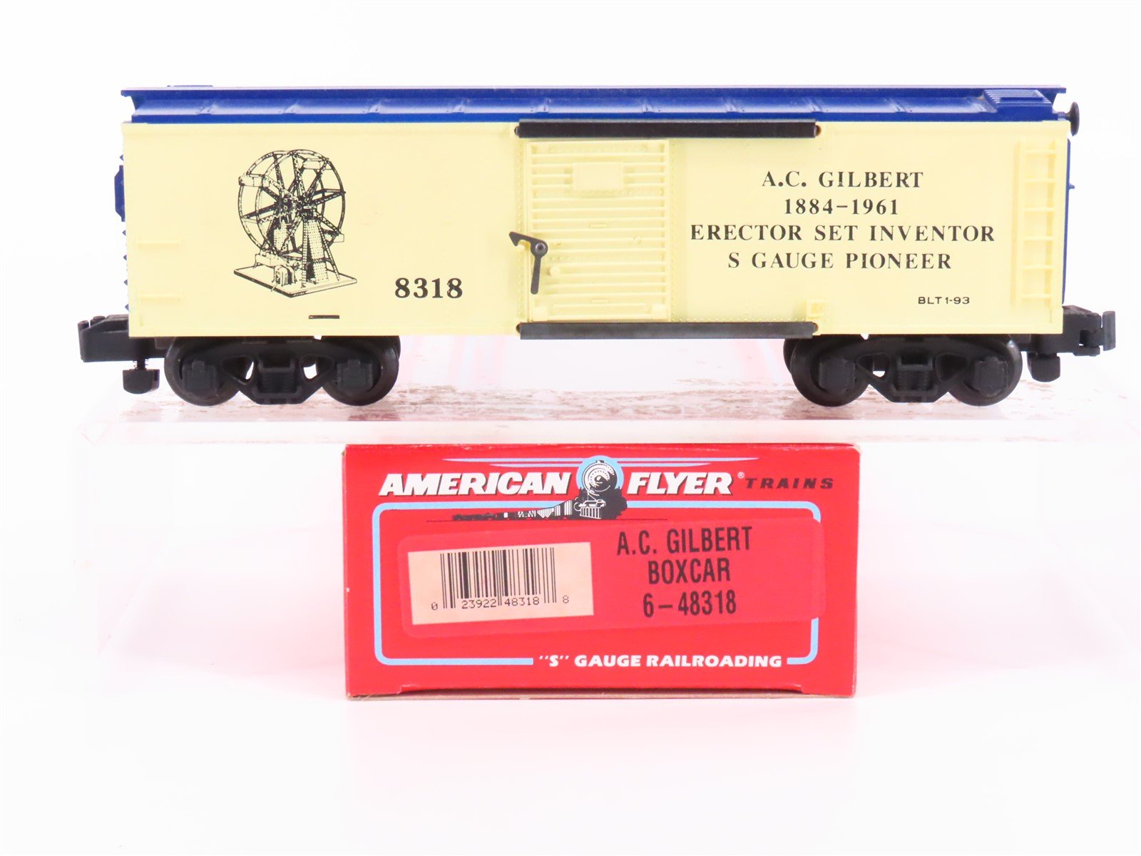 S Scale American Flyer 6-48318 A.C. Gilbert 1884-1961 Single Door Box Car #8318