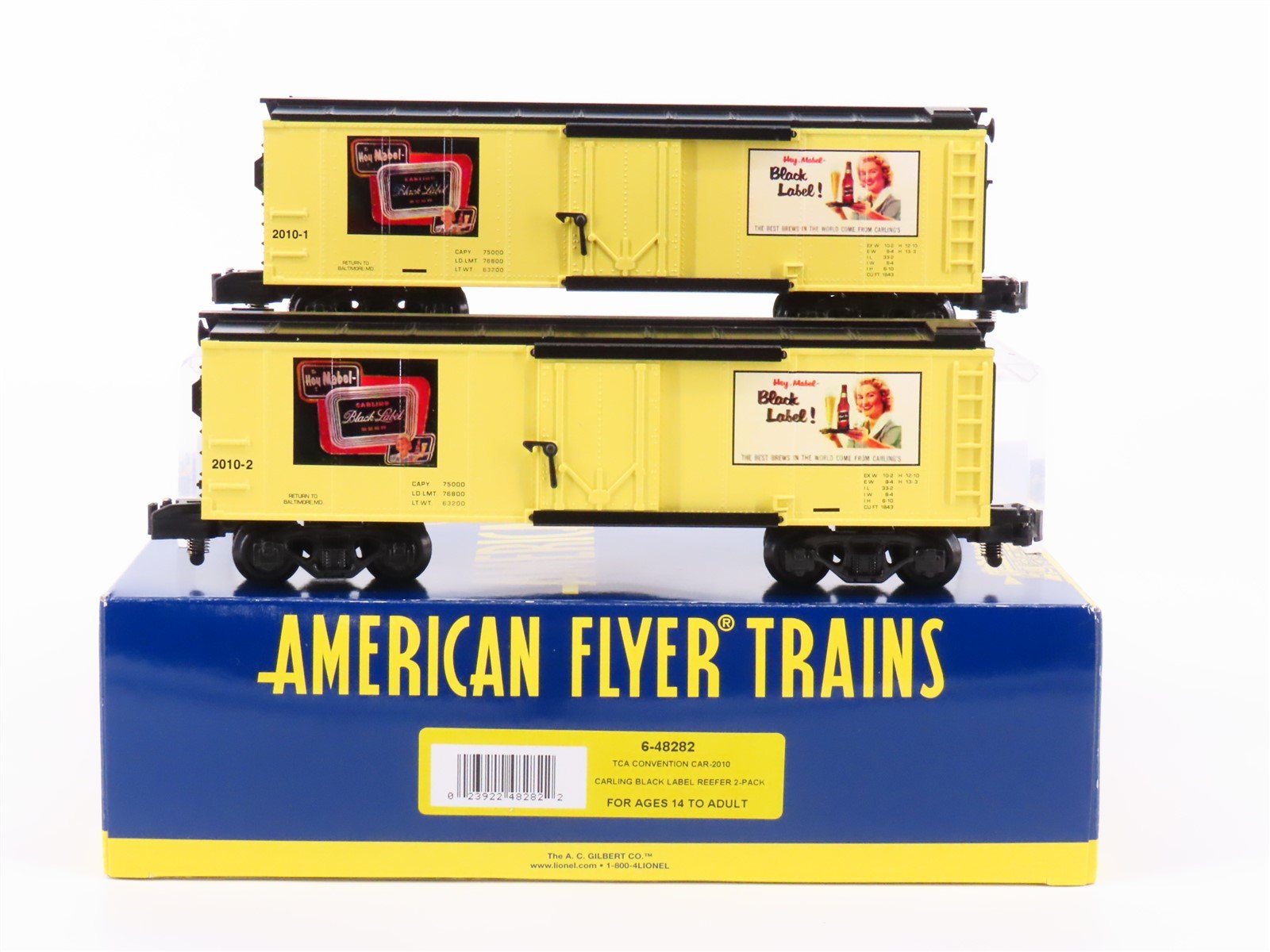 S Scale American Flyer 6-48282 TCA 2010 Carling Black Label Boxcar 2-Car Pack