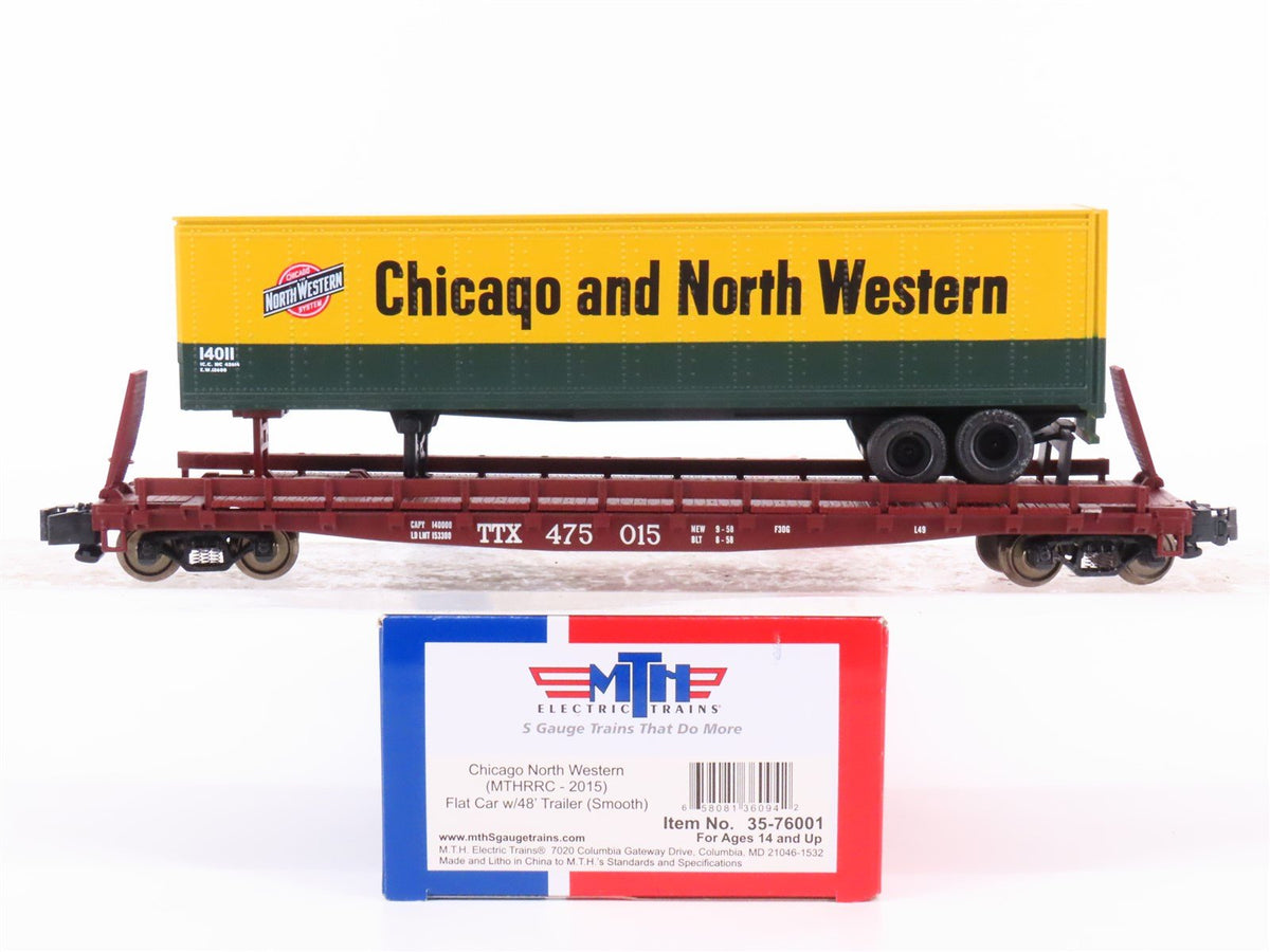 S Scale MTH 35-76001 TTX Flatcar #475015 w/45&#39; Chicago Northwestern Trailer