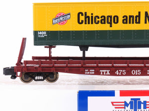 S Scale MTH 35-76001 TTX Flatcar #475015 w/45' Chicago Northwestern Trailer