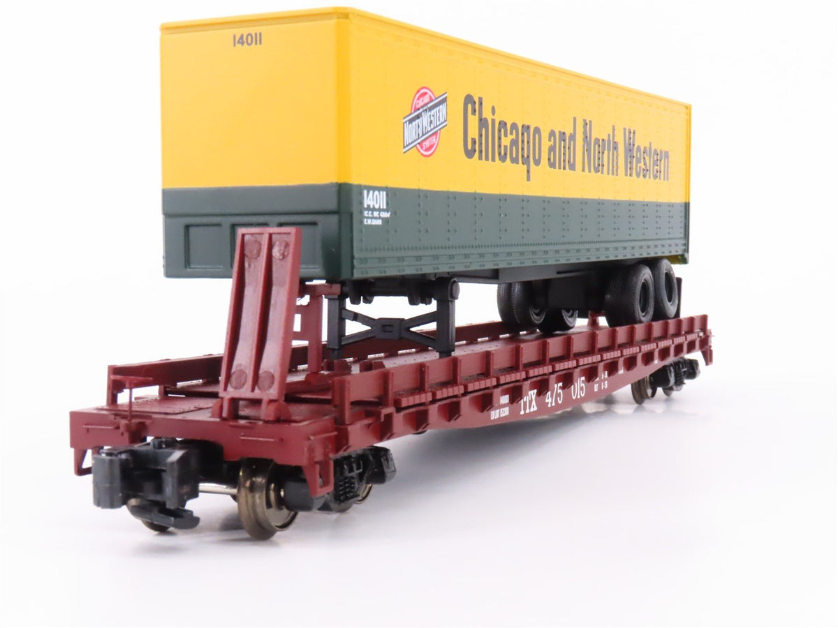 S Scale MTH 35-76001 TTX Flatcar #475015 w/45&#39; Chicago Northwestern Trailer