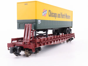 S Scale MTH 35-76001 TTX Flatcar #475015 w/45' Chicago Northwestern Trailer