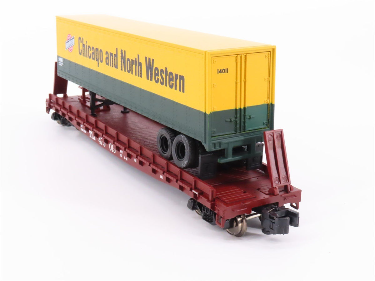 S Scale MTH 35-76001 TTX Flatcar #475015 w/45&#39; Chicago Northwestern Trailer