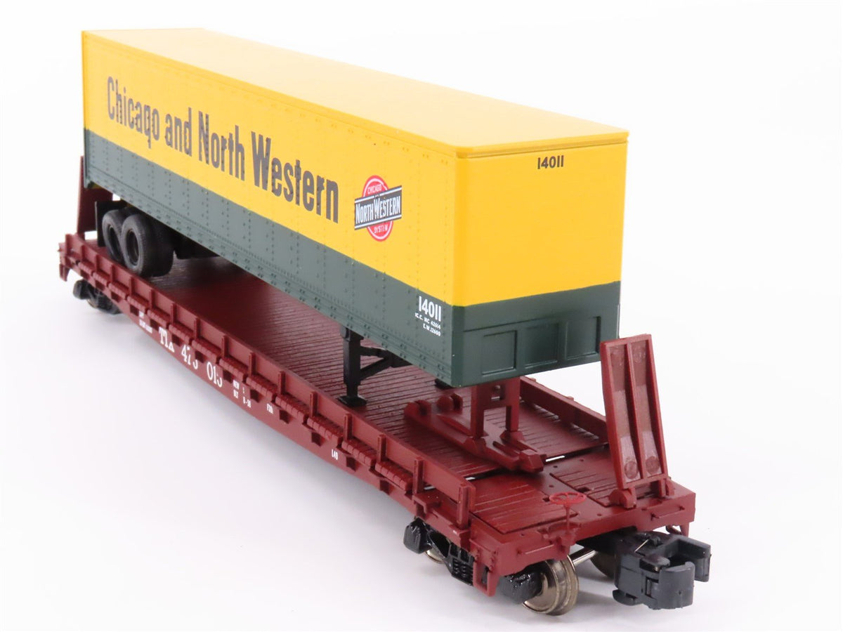 S Scale MTH 35-76001 TTX Flatcar #475015 w/45&#39; Chicago Northwestern Trailer