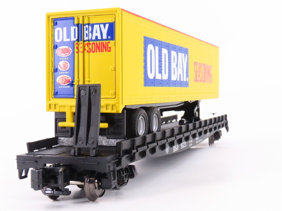 S Scale MTH 35-76037 B&amp;O Baltimore &amp; Ohio Flatcar #9523 w/45&#39; Old Bay Trailer