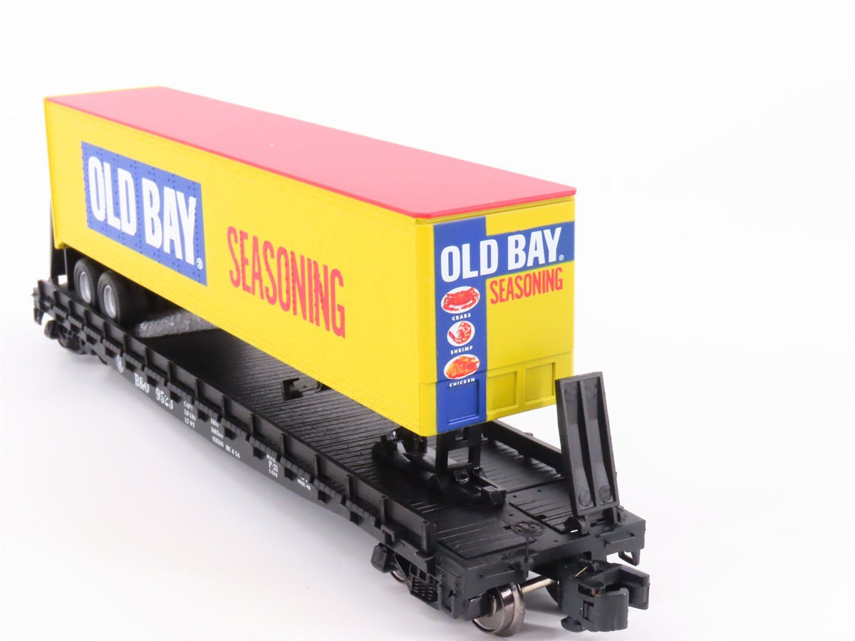 S Scale MTH 35-76037 B&amp;O Baltimore &amp; Ohio Flatcar #9523 w/45&#39; Old Bay Trailer