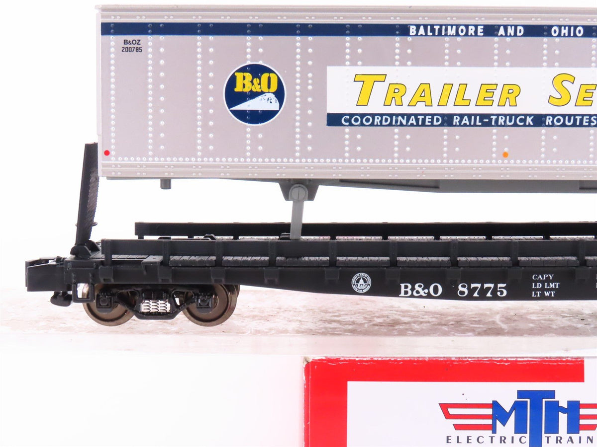 S Scale MTH 35-76002 B&amp;O Baltimore &amp; Ohio Flatcar #8775 w/45&#39; Trailer