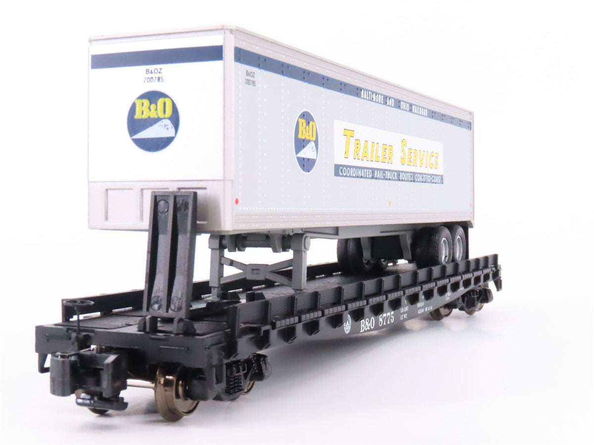 S Scale MTH 35-76002 B&amp;O Baltimore &amp; Ohio Flatcar #8775 w/45&#39; Trailer