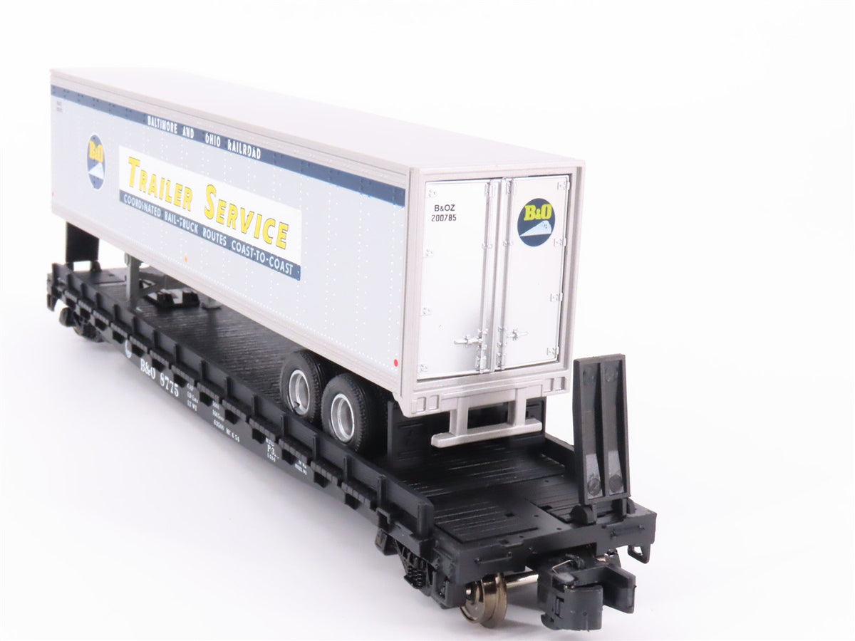 S Scale MTH 35-76002 B&amp;O Baltimore &amp; Ohio Flatcar #8775 w/45&#39; Trailer