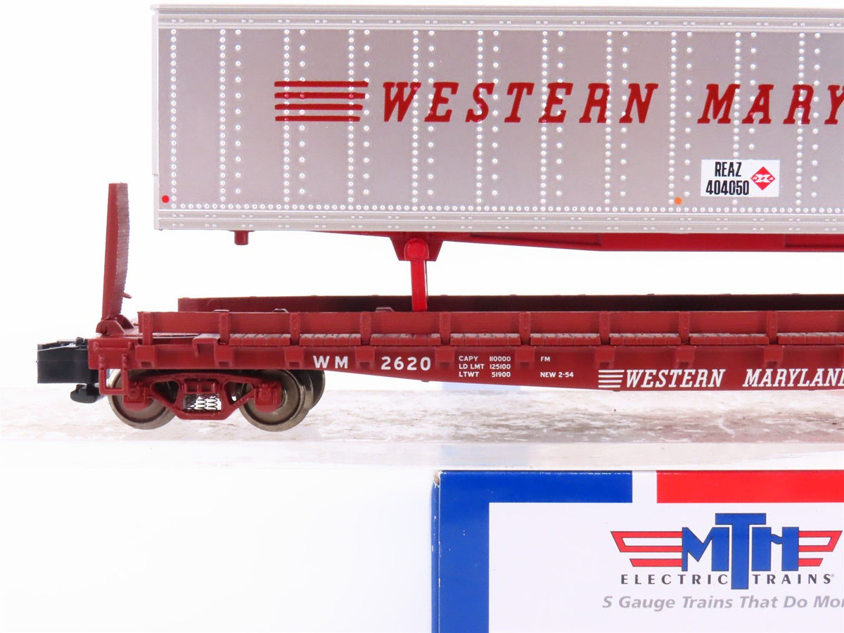 S Scale MTH 35-76006 WM Western Maryland Flatcar #2620 w/45&#39; Trailer