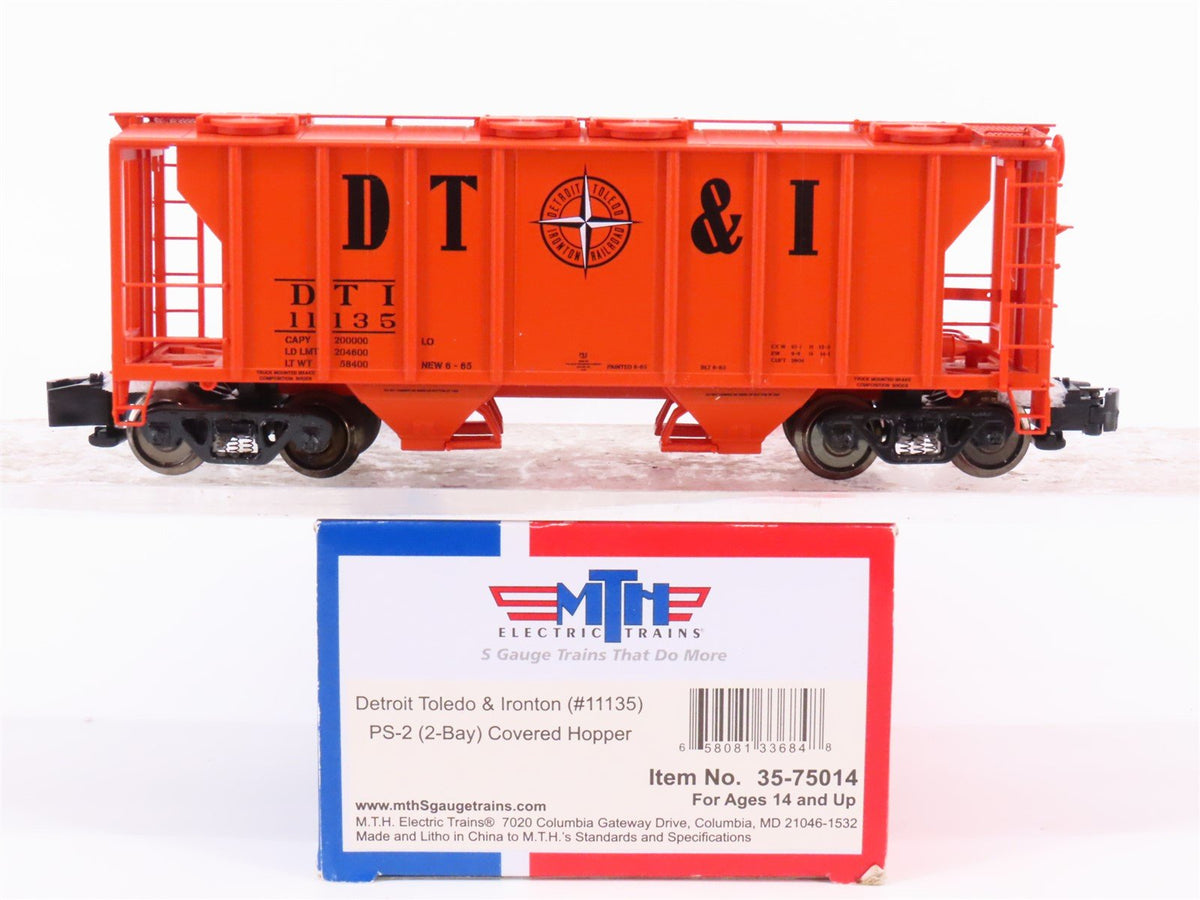 S Scale MTH 35-75014 DT&amp;I Railway PS-2 2 Bay Covered Hopper Car #11135