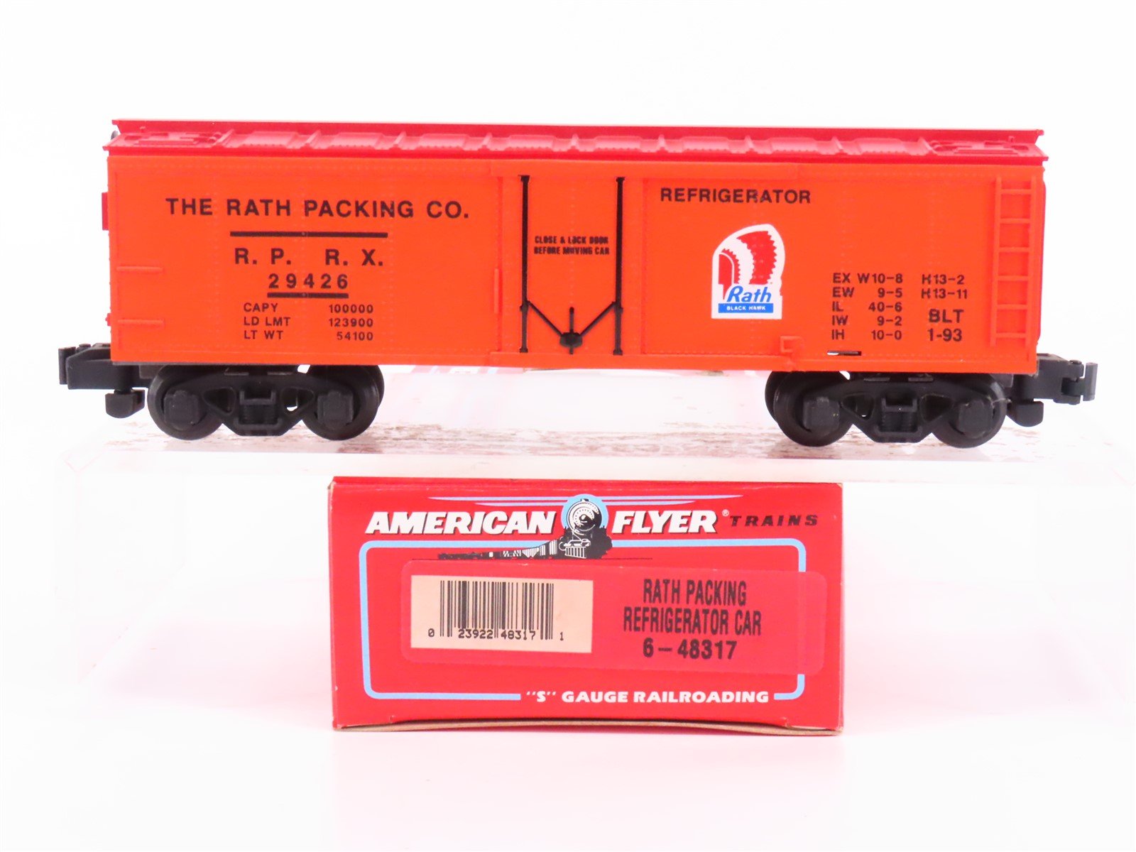 S Scale American Flyer 6-48317 RPRX Rath Black Hawk Packing Reefer #29426