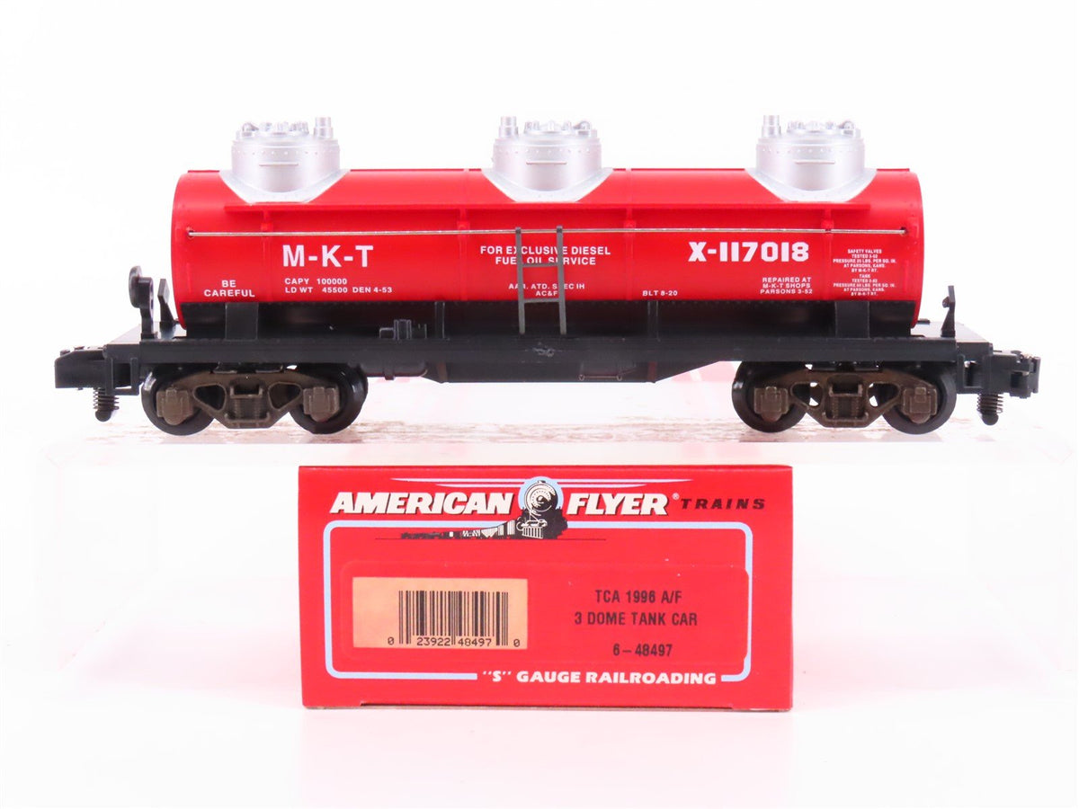 S Scale American Flyer 6-48497 TCA 1996 M-K-T 3-Dome Tank Car X-117018