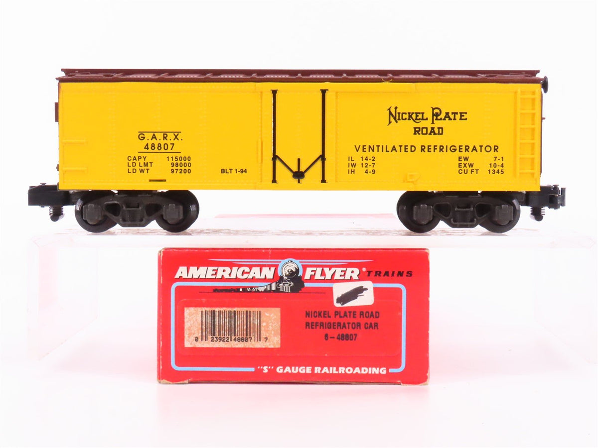 S Scale American Flyer 6-48807 GARX NKP Nickel Plate Road Reefer #48807