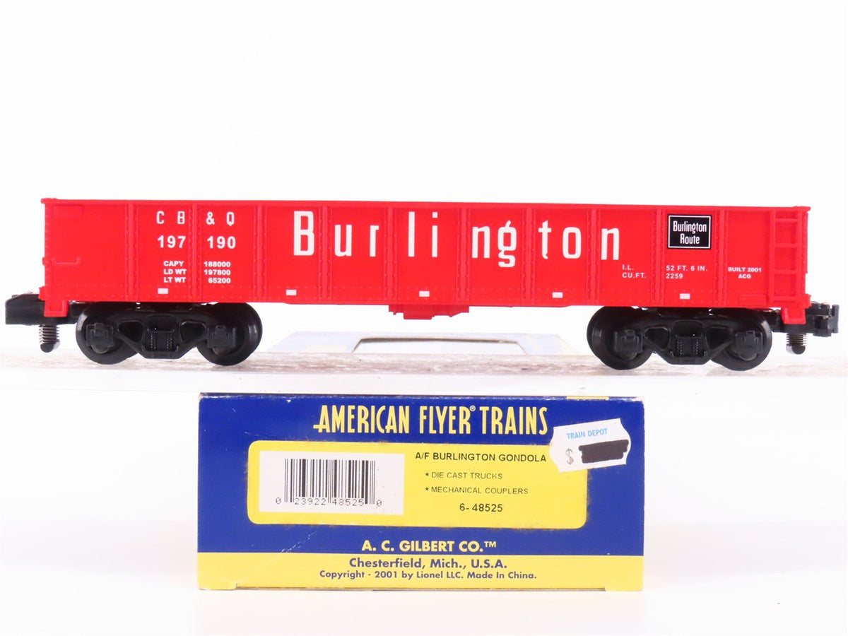 S Scale American Flyer 6-48525 CBQ Burlington Route Gondola #197190 w/Load