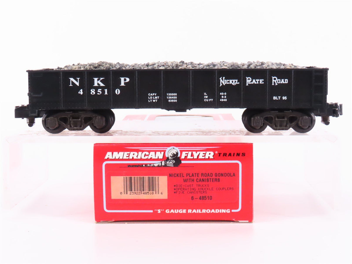 S Scale American Flyer 6-48510 NKP Nickel Plate Road Gondola 48510 w/ Cannisters