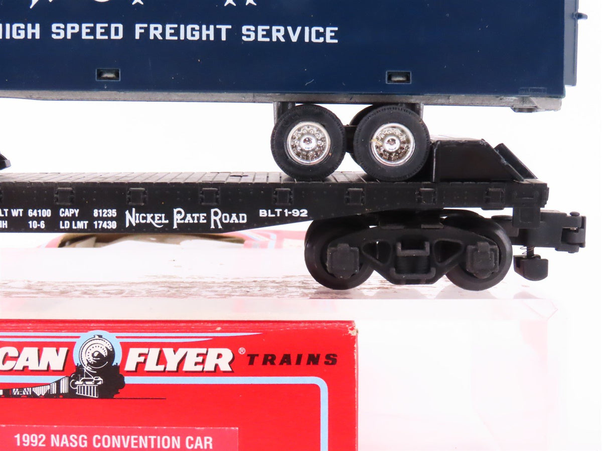 S American Flyer 6-48479 NASG NKP Nickel Plate Road Flat Car #20602 w/ Trailer