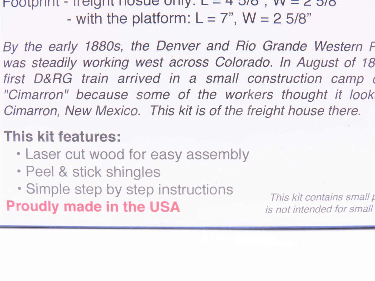 HO 1/87 Scale BEST Kit #1059-B D&amp;RGW Cimarron Freight House - SEALED