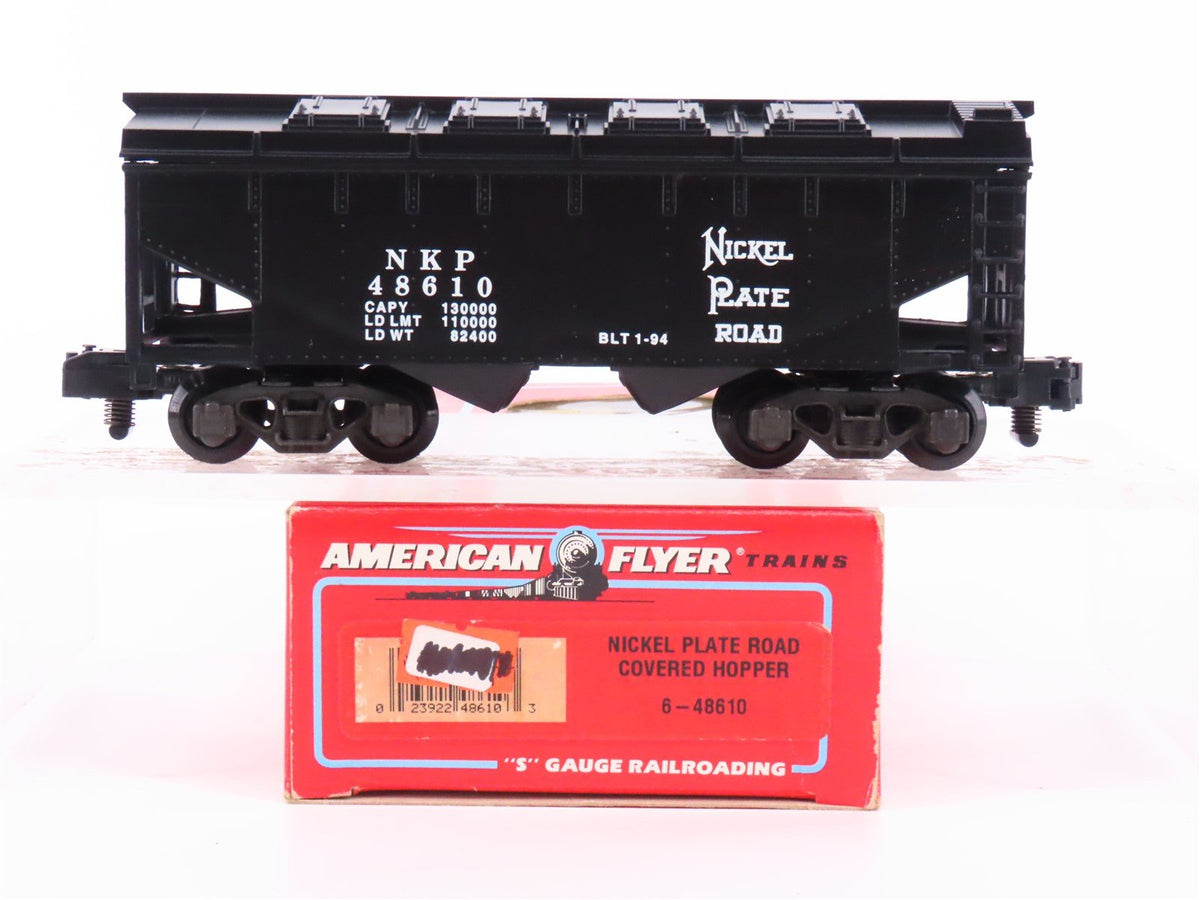 S Scale American Flyer 6-48610 NKP Nickel Plate Road 2-Bay Covered Hopper #48610