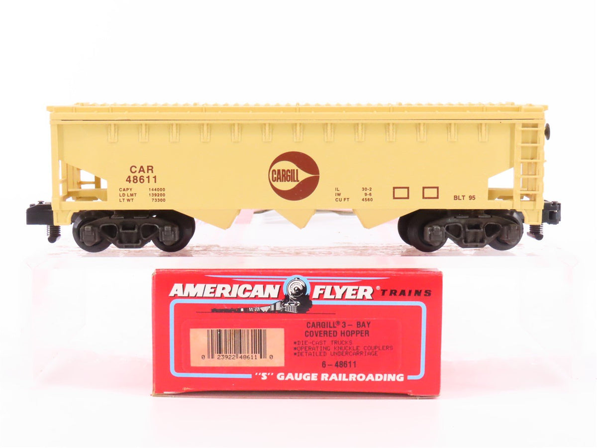 S Scale American Flyer 6-48611 CAR Cargill 3-Bay Covered Hopper #48611