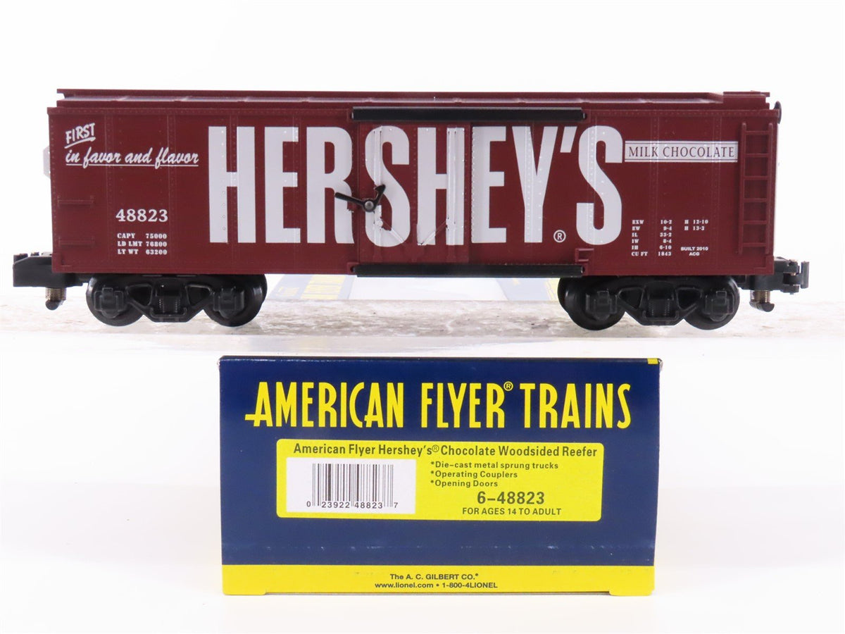 S Scale American Flyer 6-48823 Hershey&#39;s Chocolate Woodsided Reefer Car #48823