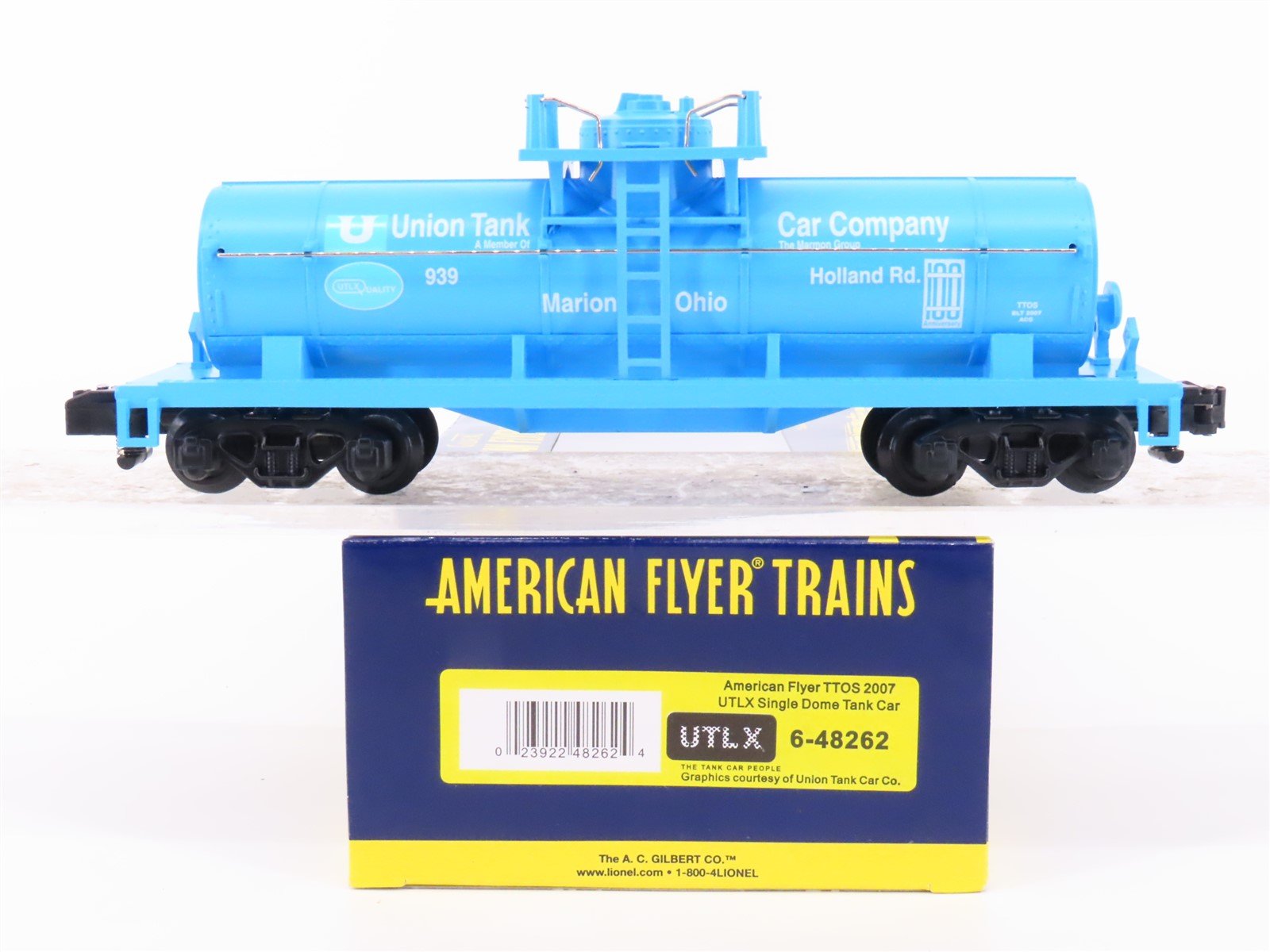 S Scale American Flyer 6-48262 TTOS 2007 UTLX Single Dome Tank Car #939