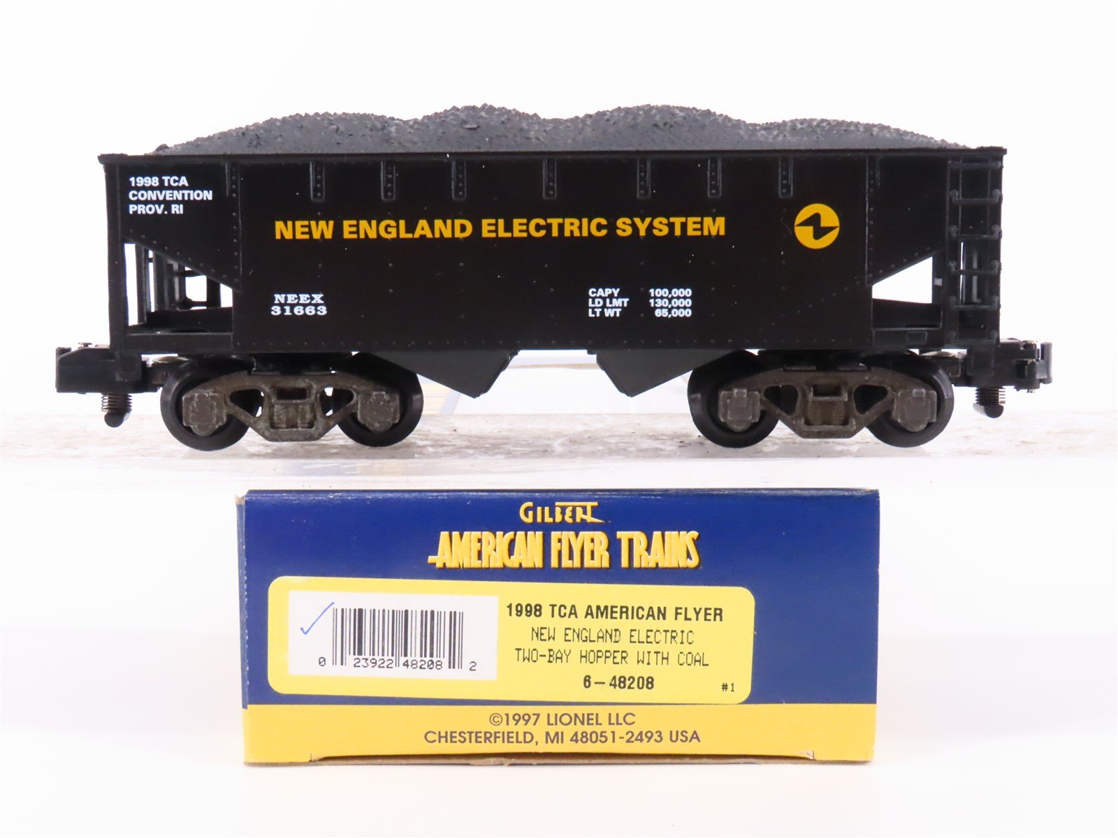 S American Flyer 6-48208 American Flyer 1998 TCA 3-Bay Hopper Car #31663 w/Load