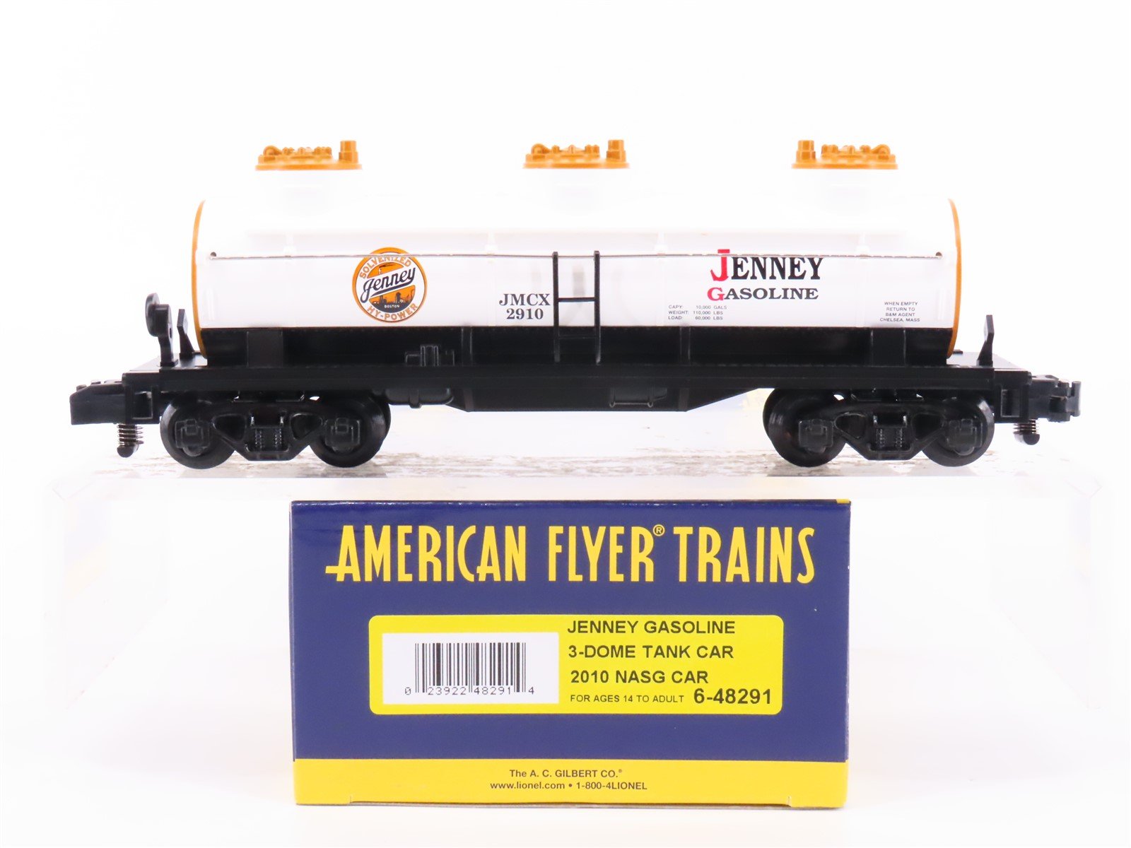 S Scale American Flyer 6-48291 NASG 2010 JMCX Jenney Gasoline Tank Car #2910