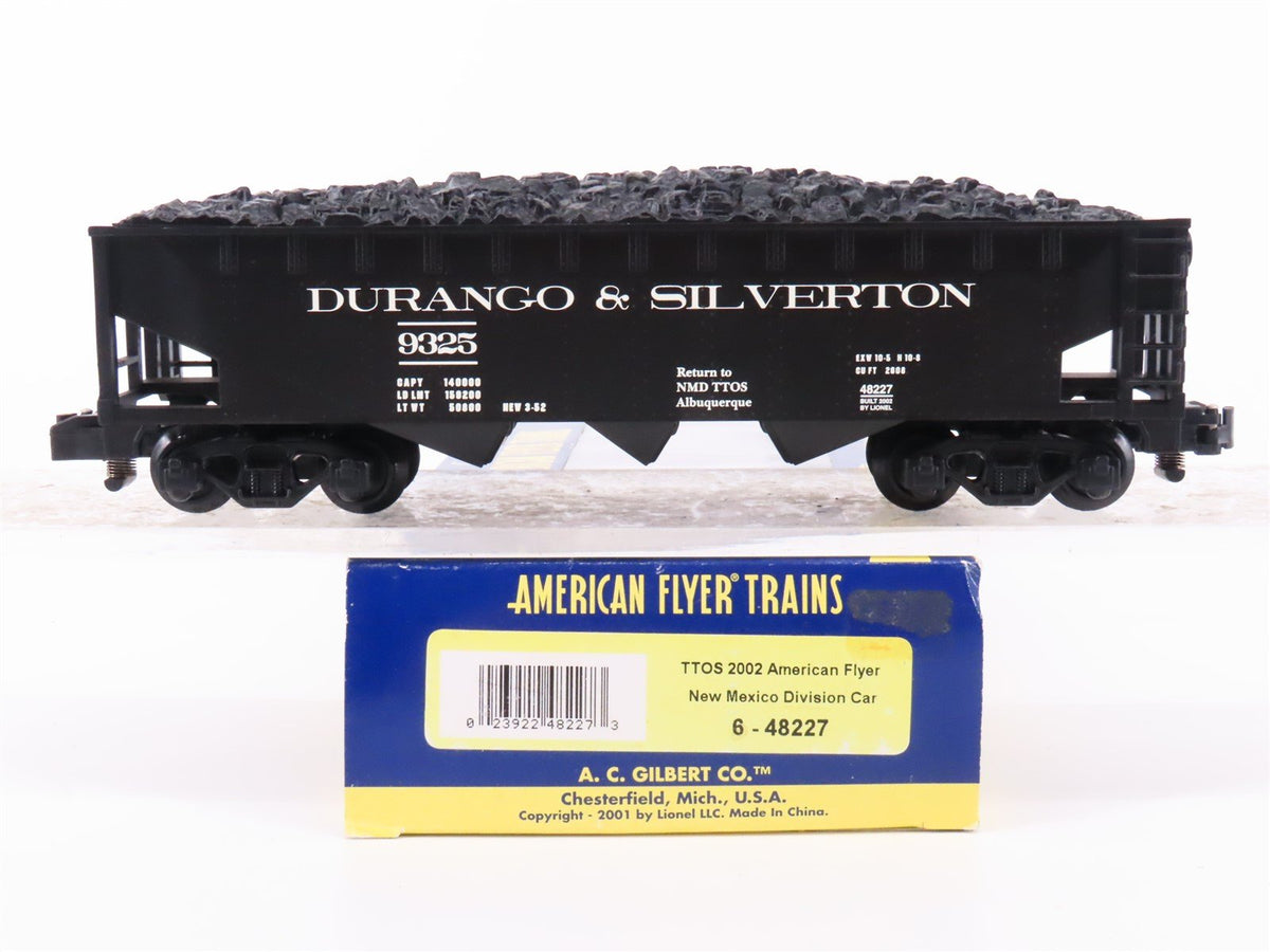 S American Flyer 6-48227 TTOS 2002 DS Durango &amp; Silverton 3-Bay Hopper Car #9325