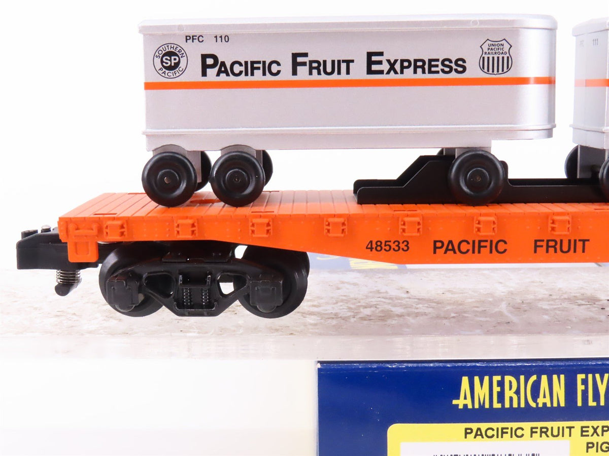 S American Flyer 6-48533 PFE Pacific Fruit Express Flatcar #48533 w/ Trailers