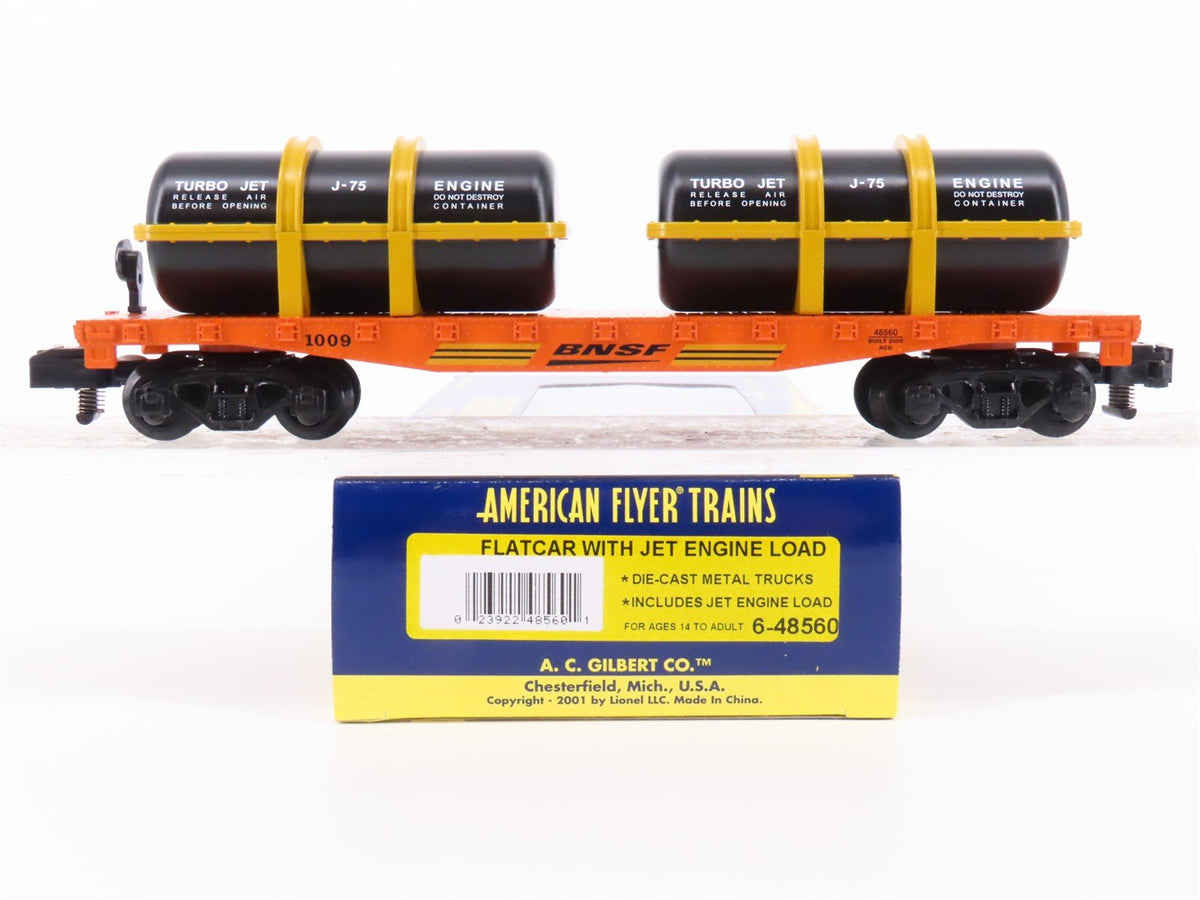 S Scale American Flyer 6-48560 BNSF Railway Flatcar #1009 w/Jet Engines