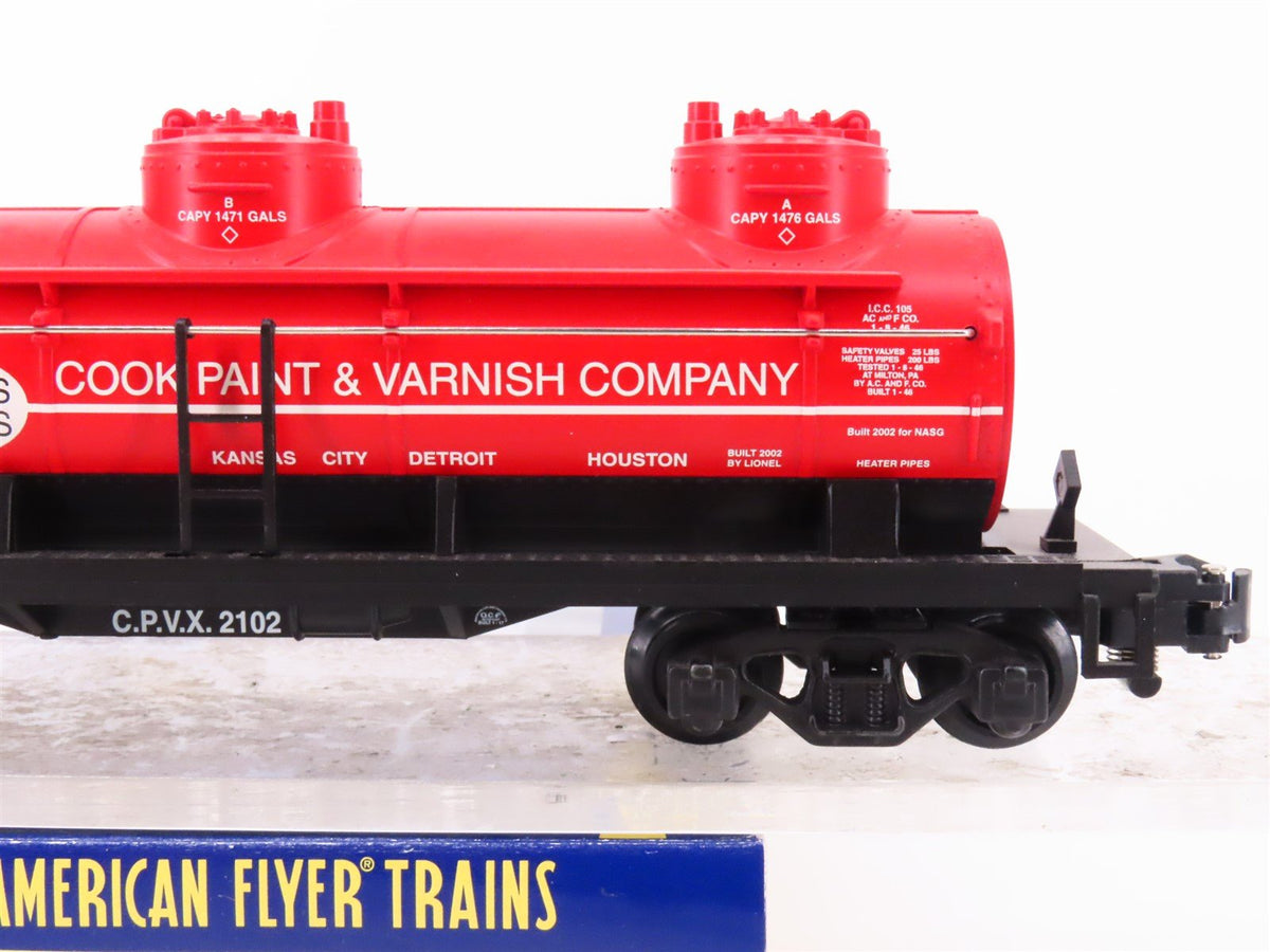 S Scale American Flyer 6-48228 CPVX NASG 2002 Cook Paint 3 Dome Tankcar #2102