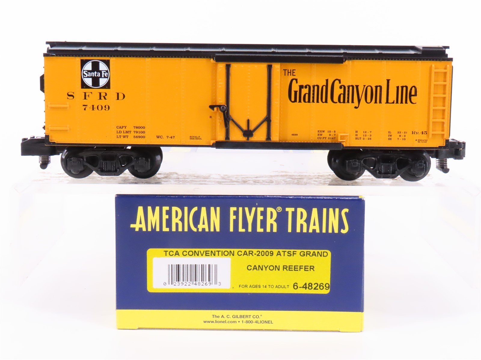 S Scale American Flyer 6-48269 TCA 2009 SFRD Santa Fe Grand Canyon Reefer #7409