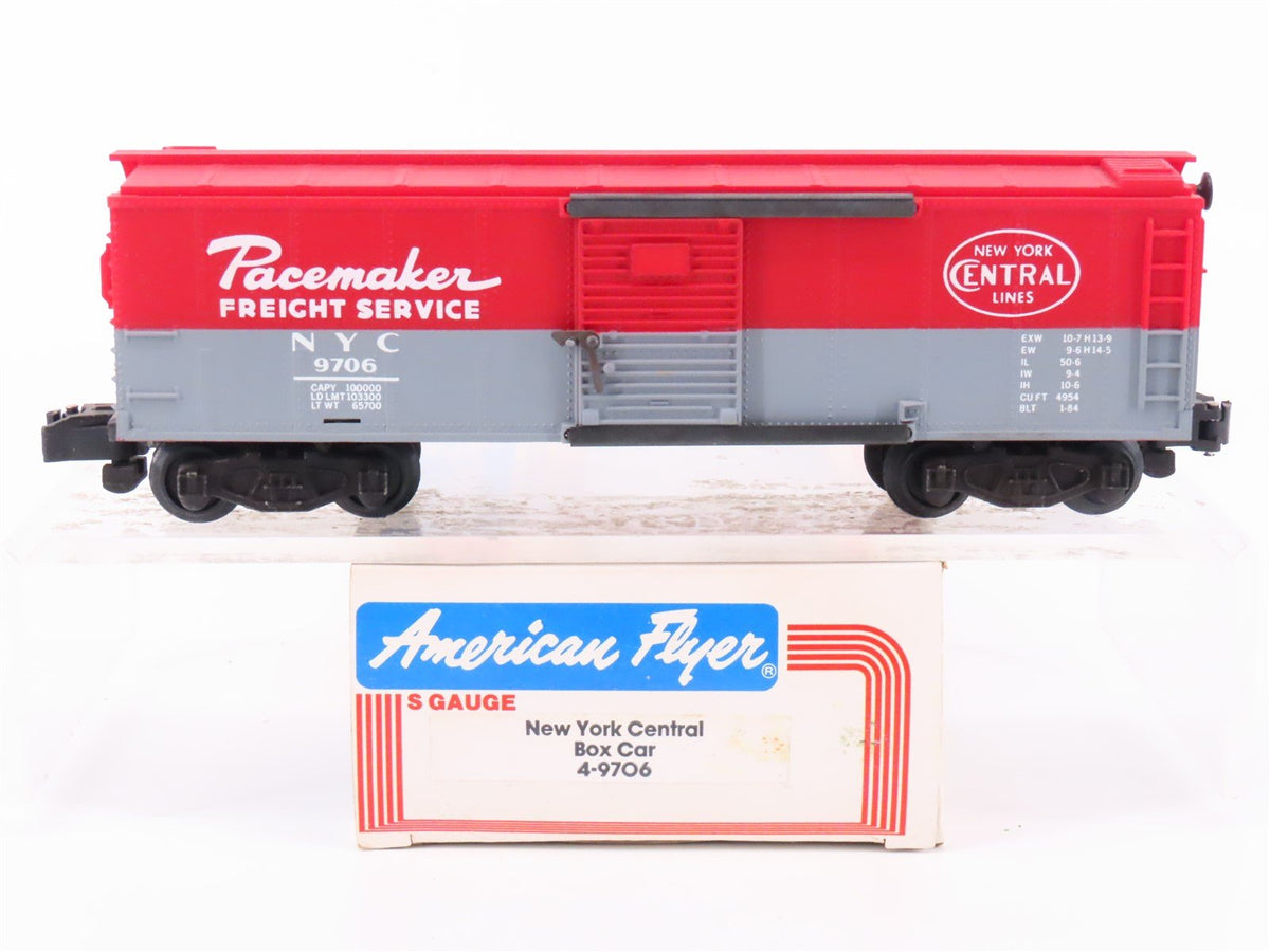 S Scale American Flyer 4-9706 NYC New York Central &quot;Pacemaker&quot; Box Car #9706