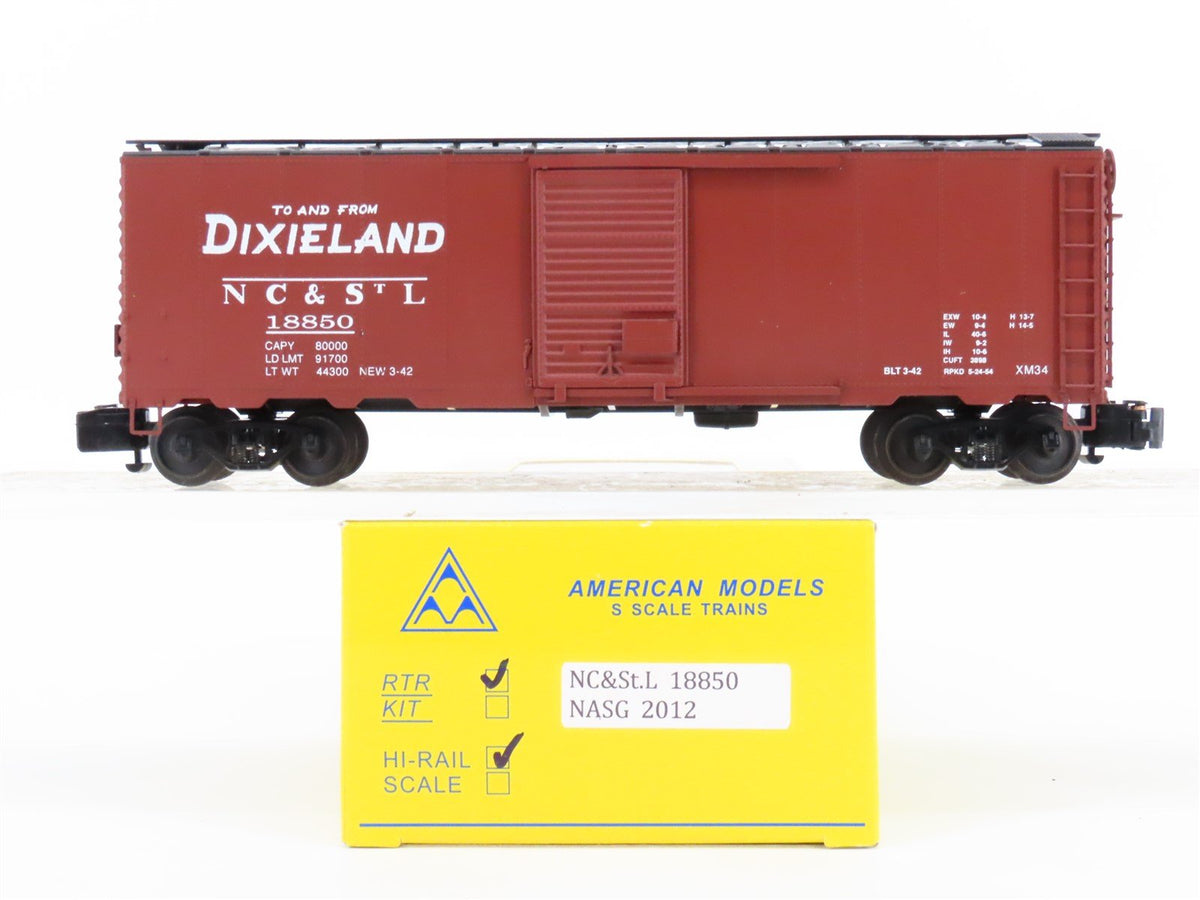 S Scale American Models 18850 NASG 2012 NC&amp;STL Dixieland Box Car #18850