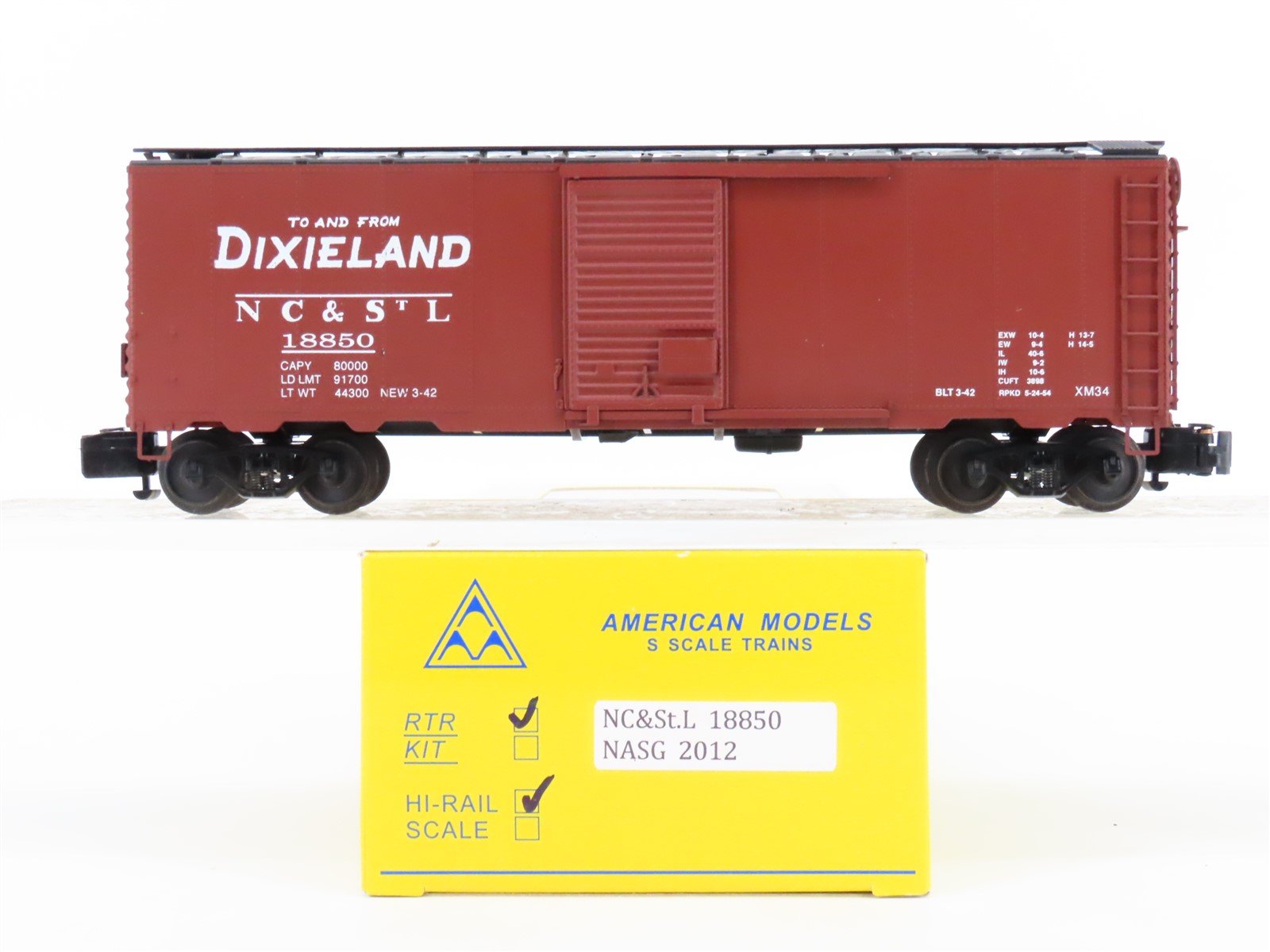 S Scale American Models 18850 NASG 2012 NC&STL Dixieland Box Car #18850