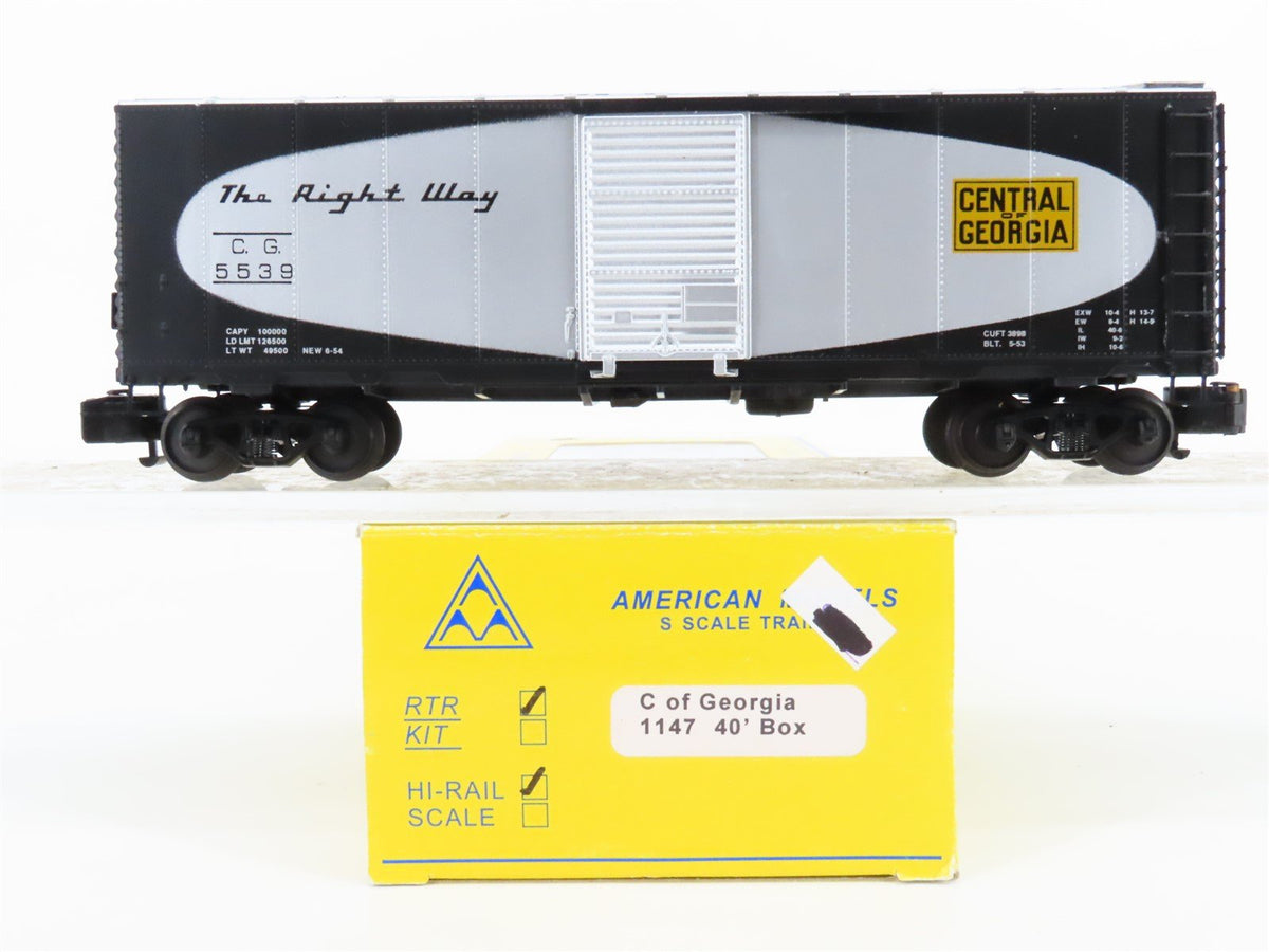 S Scale American Models 1147 CG Central of Georgia Railroad 40&#39; Box Car #5539