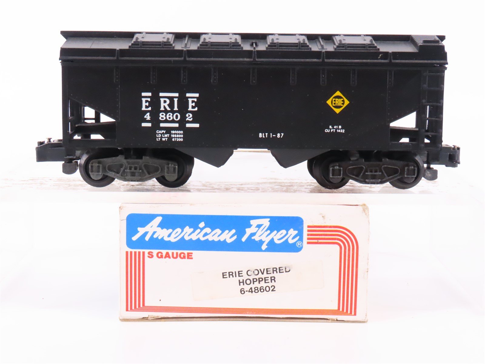 S Scale American Flyer 6-48602 ERIE Railway 2-Bay Open Hopper Car #48602