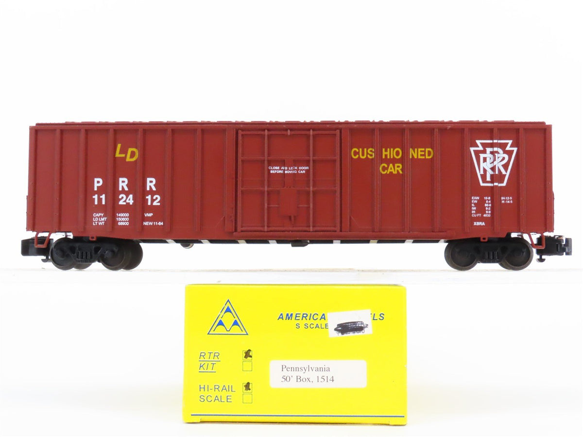 S Scale American Models 1514 PRR Pennsylvania Railroad 50&#39; Box Car #112412